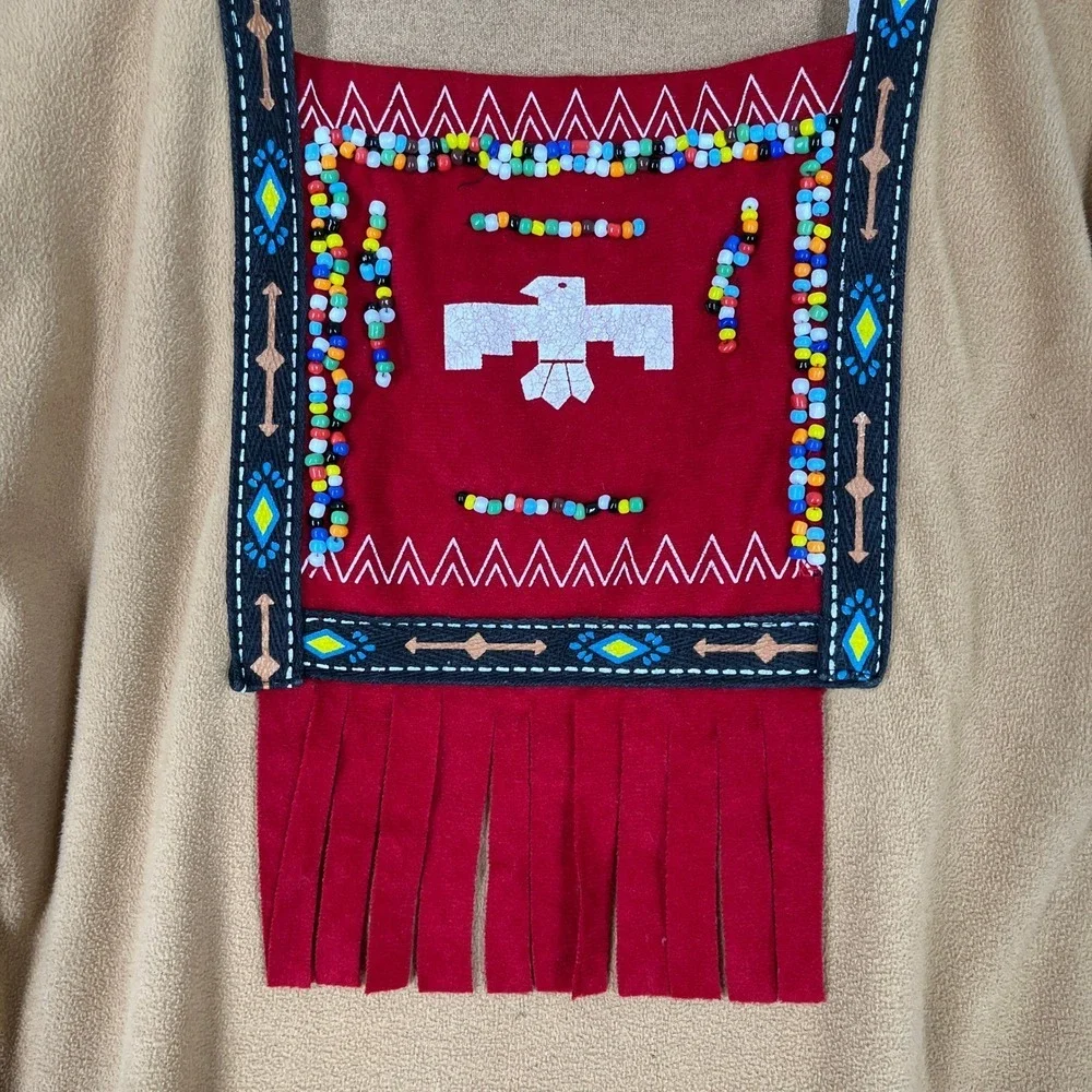 Vintage Native American Costume Kids M Running Brook‎ Fringe Western Cowgirl 80s